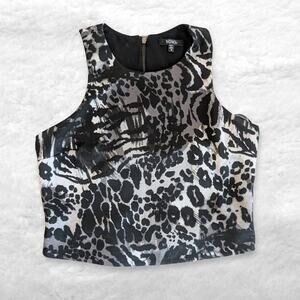 xoxo black & grey animal print crop top
